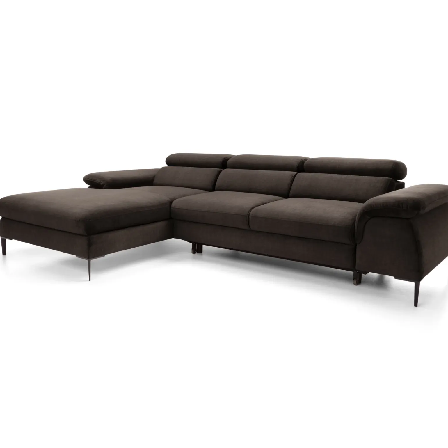 Divano letto regolabile angolare sinistra 4 posti 288x182cm tessuto marrone Loungey