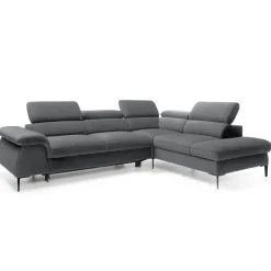 Divano letto regolabile angolare destra 5 posti 280x214cm tessuto grigio Snuggity