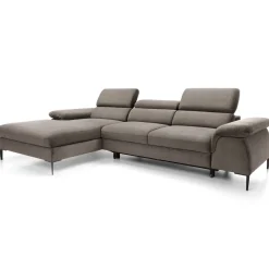 Divano letto regolabile angolare sinistra 4 posti 288x182cm tessuto beige Loungey