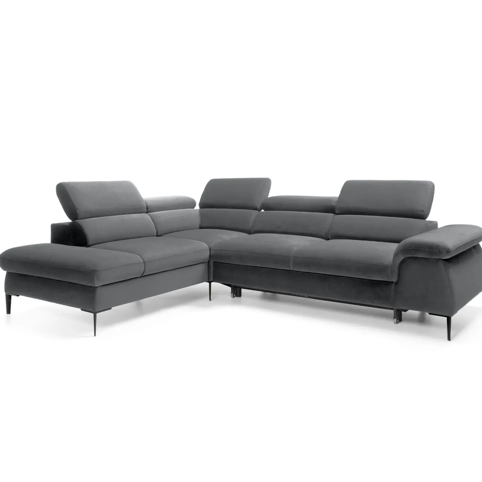 Divano letto regolabile angolare sinistra 5 posti 280x214cm tessuto grigio Snuggity