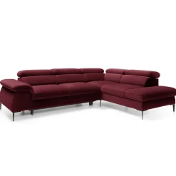 Divano letto regolabile angolare destra 5 posti 280x214cm tessuto rosso bordeaux Snuggity