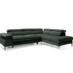 Divano letto regolabile angolare destra 5 posti 280x214cm tessuto verde Snuggity