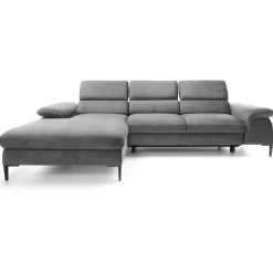 Divano letto regolabile angolare sinistra 4 posti 288x182cm tessuto grigio chiaro Loungey