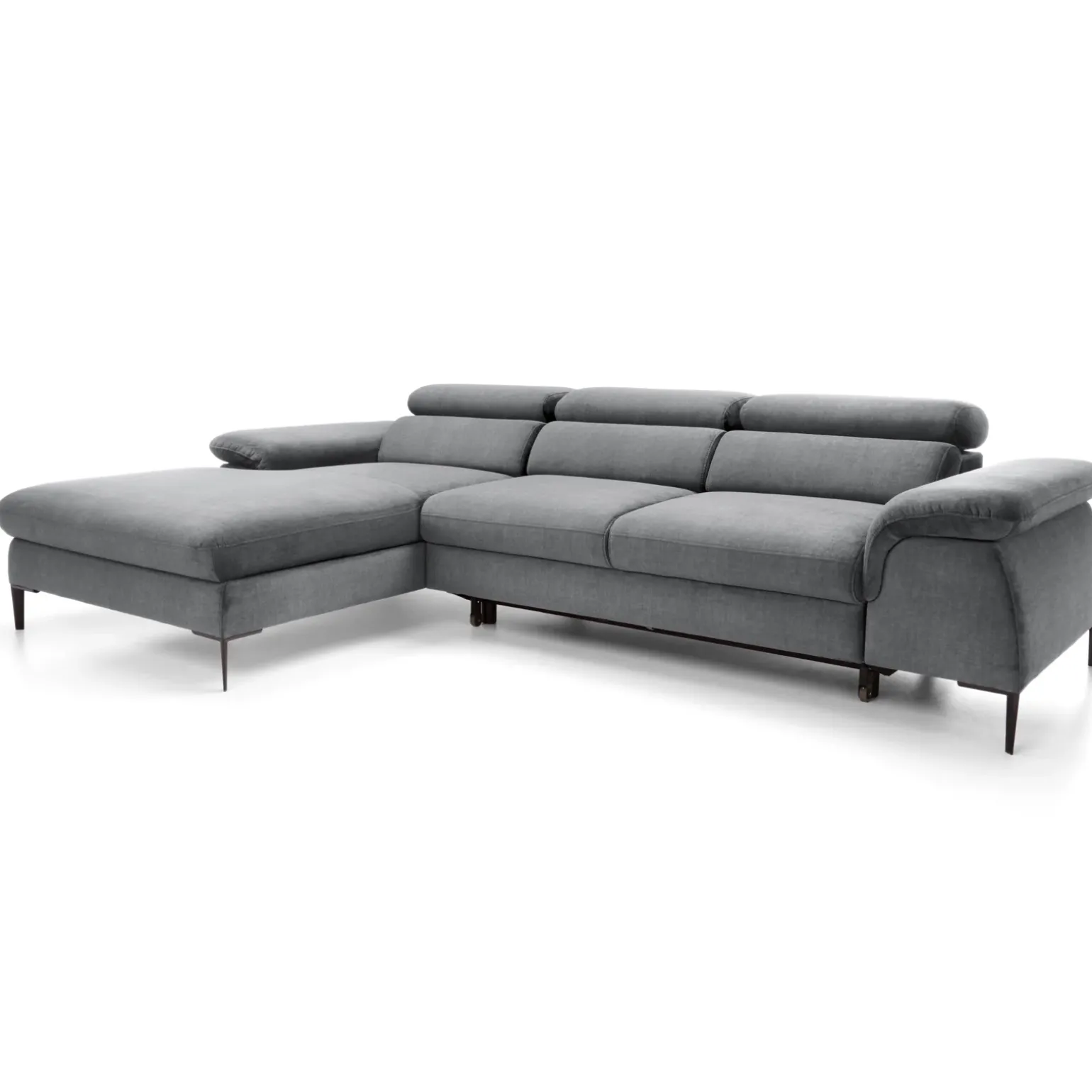 Divano letto regolabile angolare sinistra 4 posti 288x182cm tessuto grigio chiaro Loungey