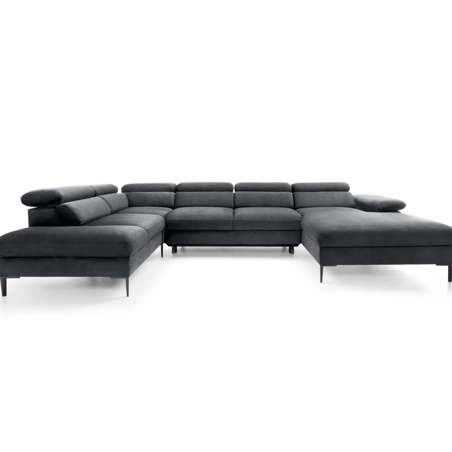 Divano letto regolabile angolare sinistro 5 posti 353x214cm tessuto grigio scuro Calmora