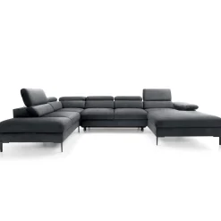 Divano letto regolabile angolare sinistro 5 posti 353x214cm tessuto grigio scuro Calmora