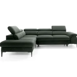 Divano letto regolabile angolare sinistra 5 posti 280x214cm tessuto verde Snuggity