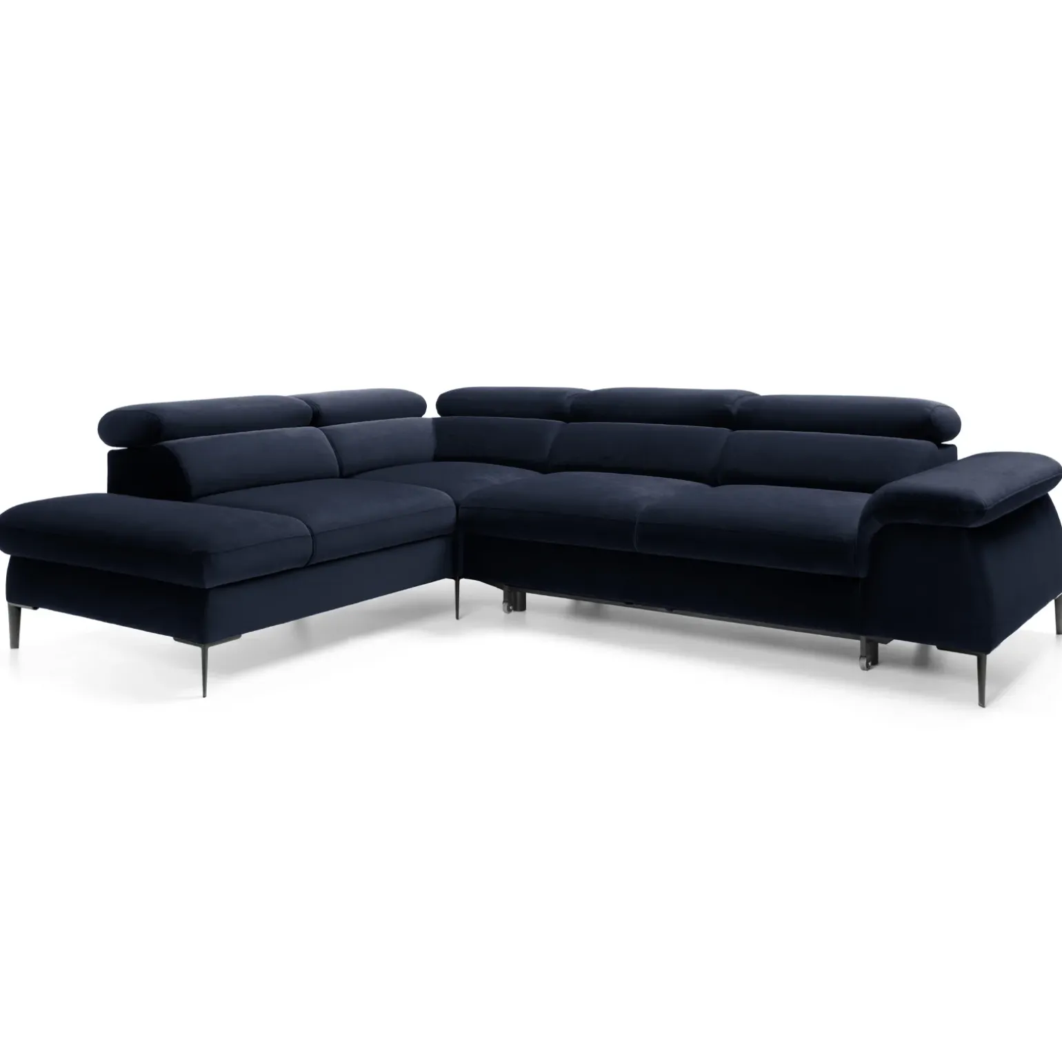 Divano letto regolabile angolare sinistra 5 posti 280x214cm tessuto blu Snuggity