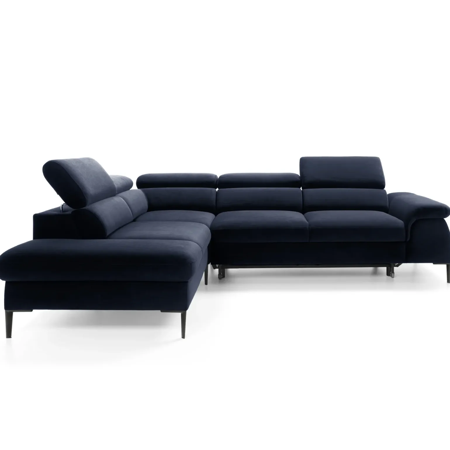 Divano letto regolabile angolare sinistra 5 posti 280x214cm tessuto blu Snuggity