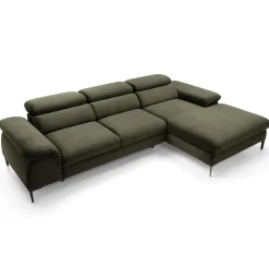 Divano letto regolabile angolare destra 4 posti 288x182cm tessuto verde oliva Loungey