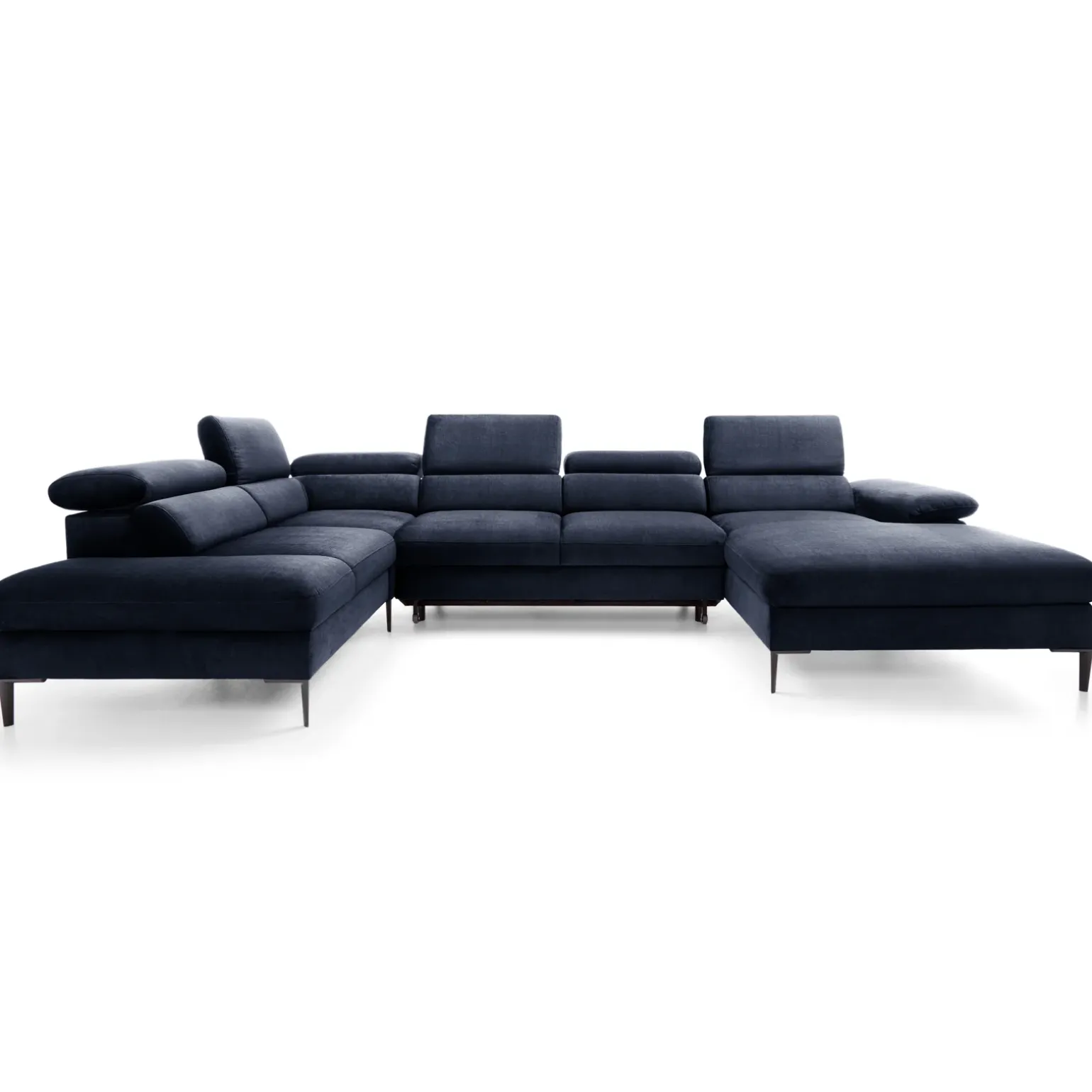 Divano letto regolabile angolare sinistro 5 posti 353x214cm tessuto blu Calmora