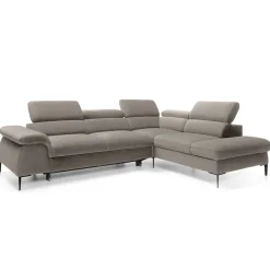 Divano letto regolabile angolare destra 5 posti 280x214cm tessuto tortora Snuggity