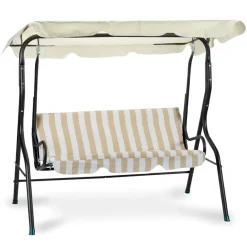 Dondolo da giardino 170x156cm antracite rigato bianco beige Giorgia