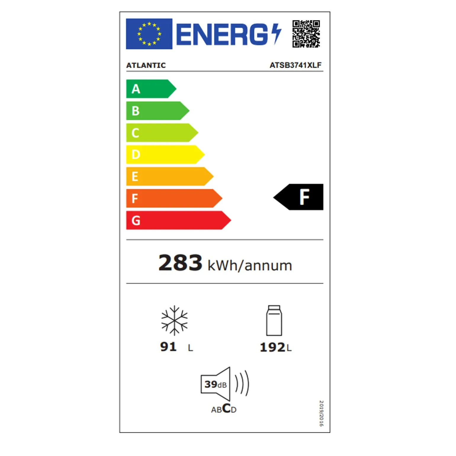 Frigorifero 320L libera installazione doppia porta grigio Atlantic