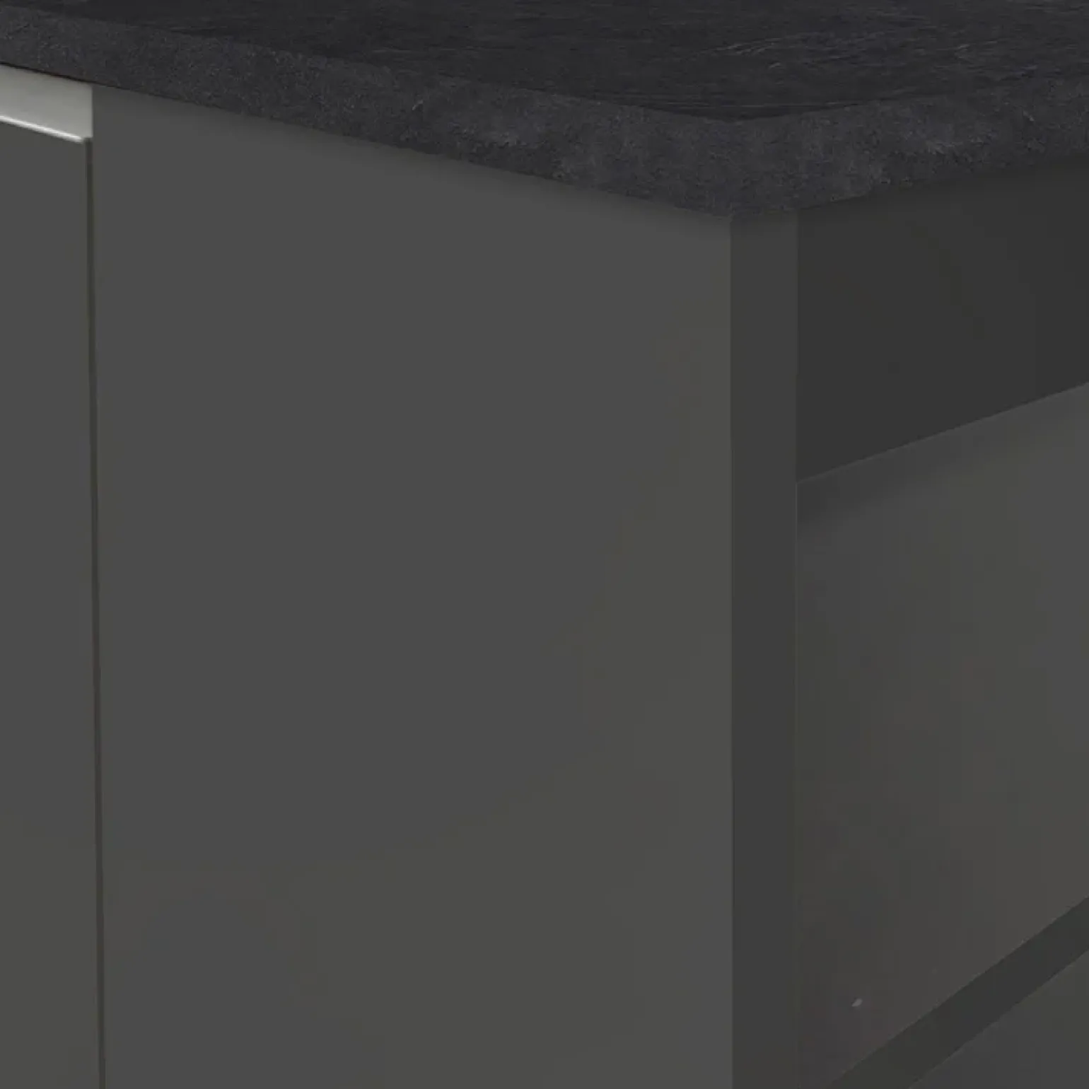 Isola cucina centrale 160x90cm 2 ante e vani antracite opaco con piano grigio effetto pietra Gourmet