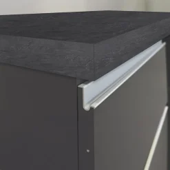 Isola cucina centrale 160x90cm 2 ante e vani antracite opaco con piano grigio effetto pietra Gourmet