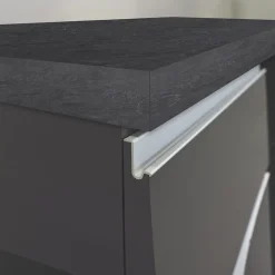 Isola cucina centrale 155x90cm 3 ante antracite opaco con piano grigio effetto pietra Gourmet
