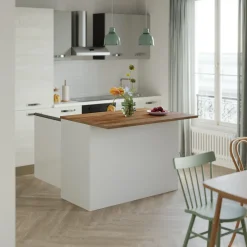Isola cucina centrale 125x90cm bianco piano rovere Gourmet