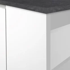 Isola cucina centrale 160x90cm 2 ante e vani bianco laccato con piano grigio effetto pietra Gourmet