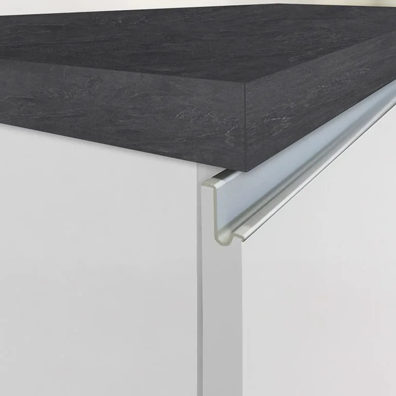 Isola cucina centrale 160x90cm 2 ante e vani bianco laccato con piano grigio effetto pietra Gourmet