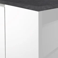 Isola cucina centrale 155x90cm 3 ante bianco laccato con piano grigio effetto pietra Gourmet