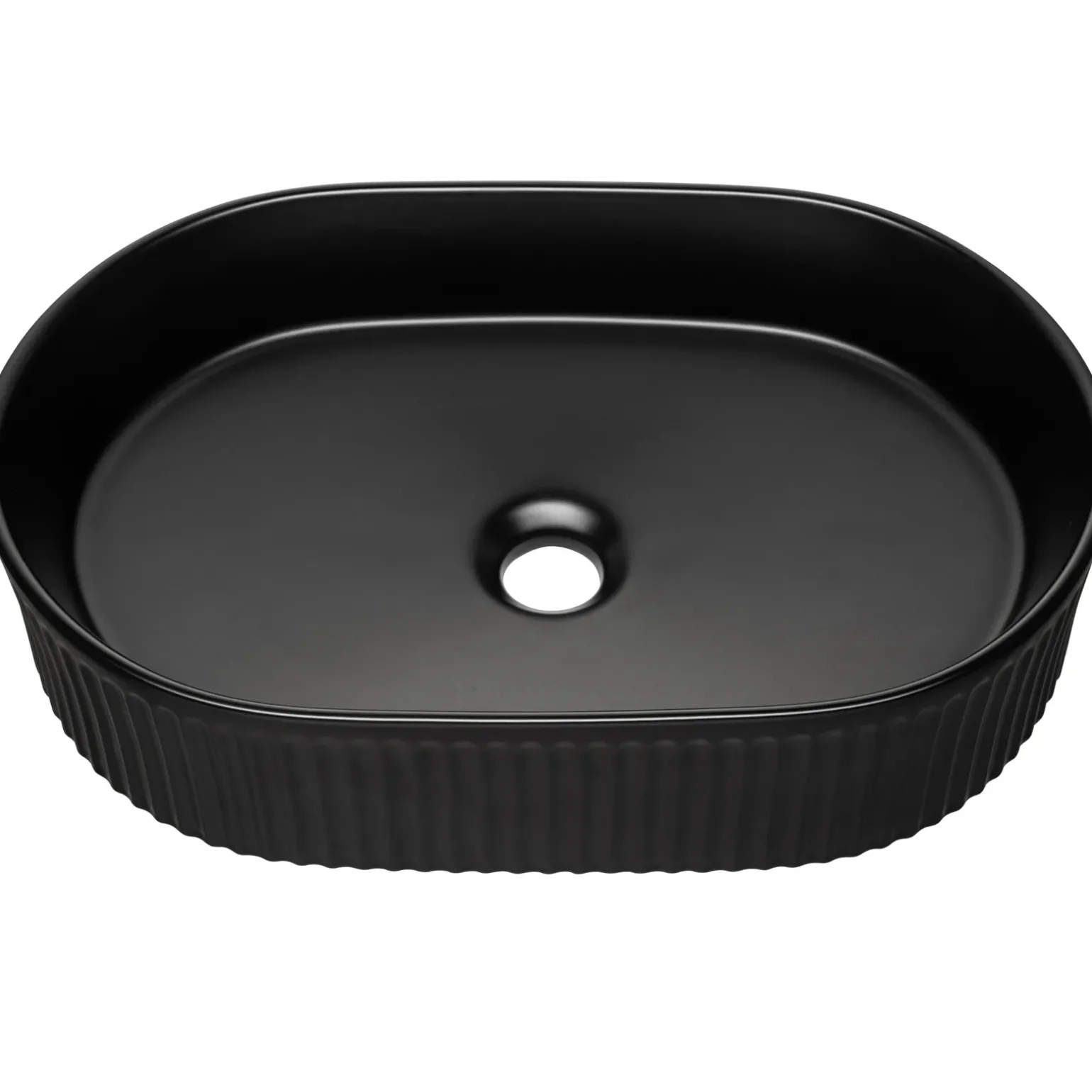 Lavabo bagno da appoggio 48x33cm ceramica nero cannettato Griffy