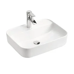 Lavabo bagno da appoggio 50x40cm rettangolare in ceramica bianco Arci