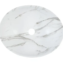 Lavabo bagno da appoggio 41x33cm ceramica bianco effetto marmo Marmy