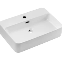 Lavabo bagno da appoggio 55x38cm ceramica bianco Spigol