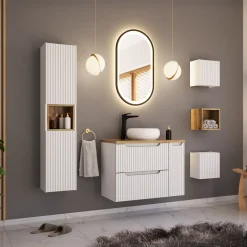 Lavabo bagno da appoggio 36x36cm ceramica bianco Roll