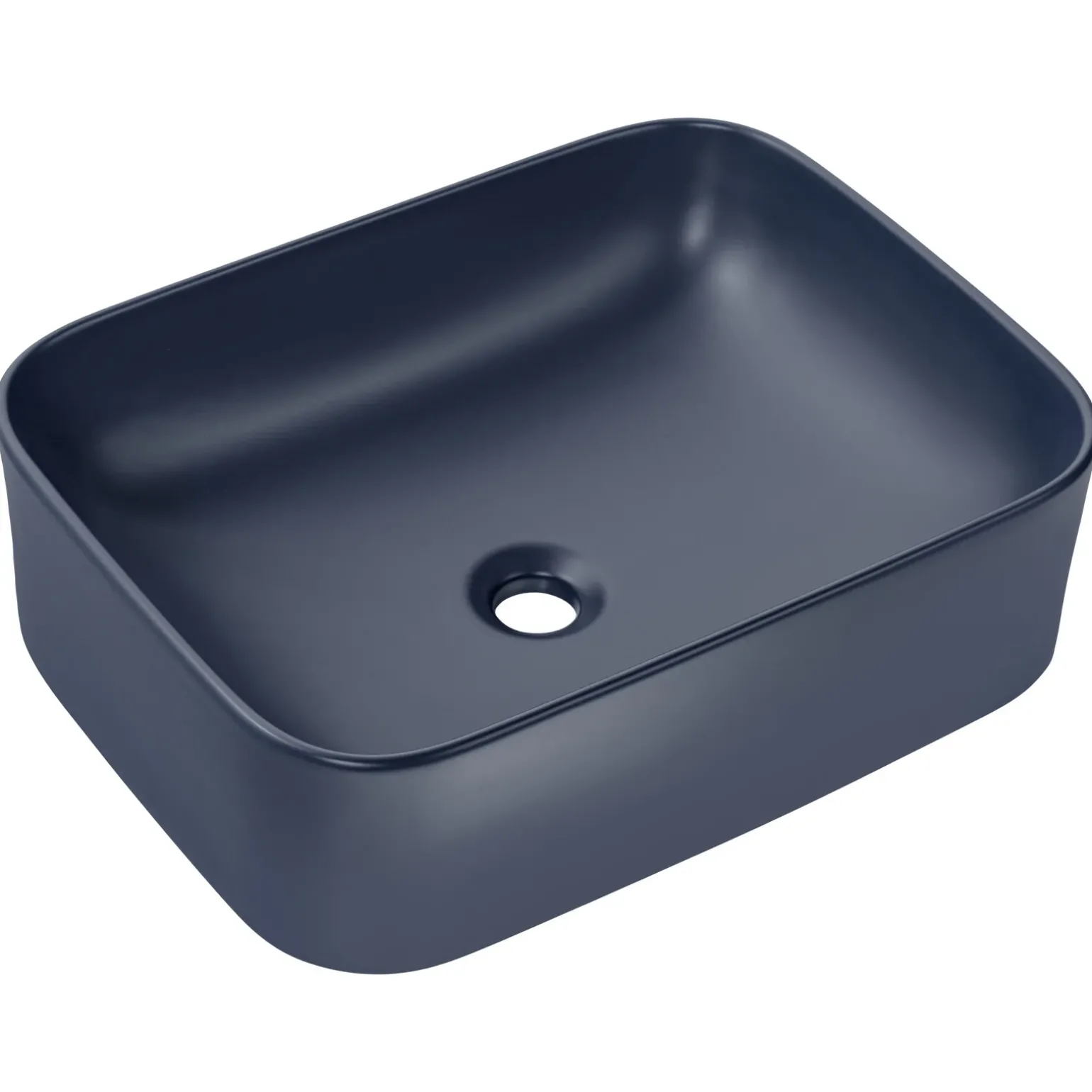 Lavabo bagno da appoggio 50x38cm ceramica blu Roundy