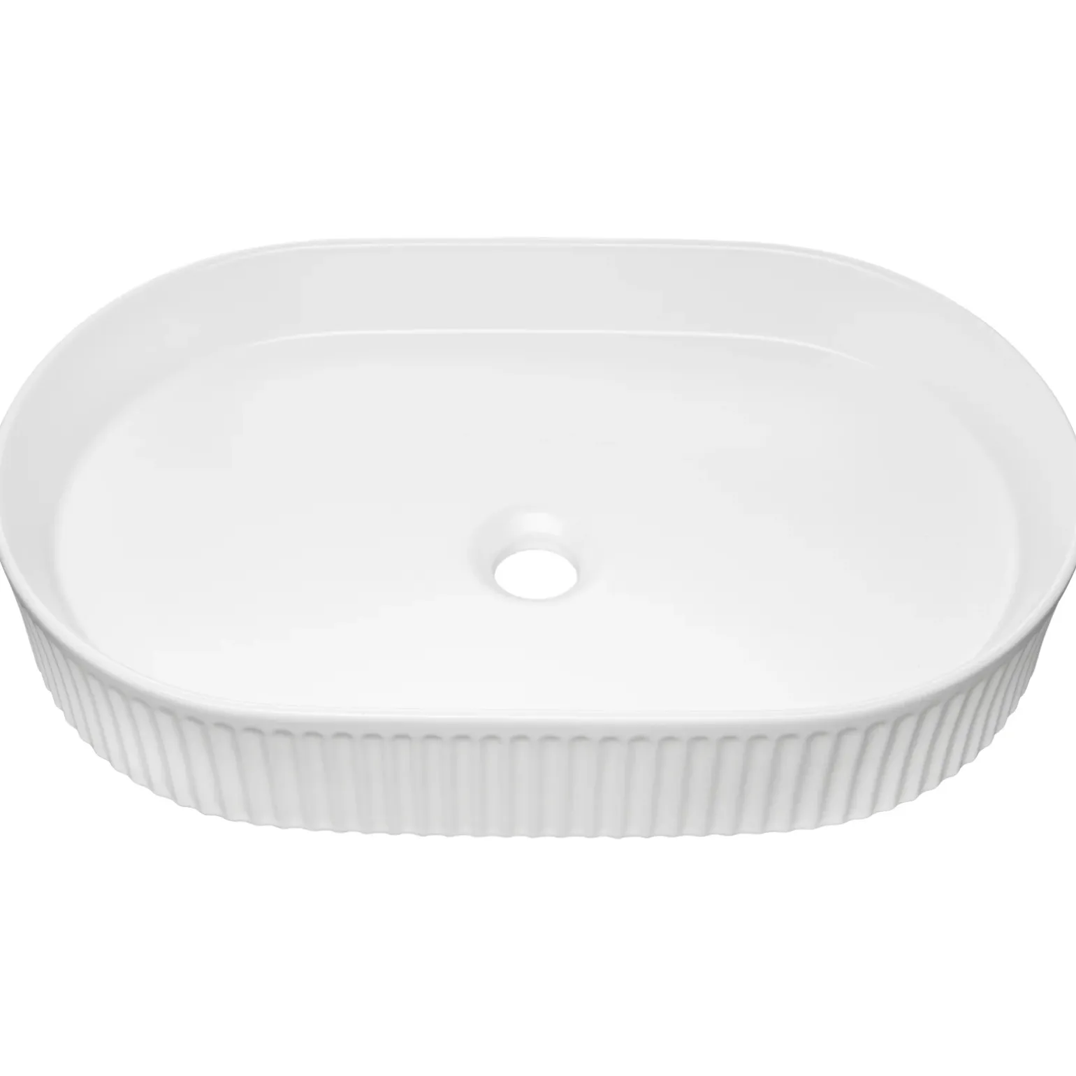 Lavabo bagno da appoggio 48x33cm ceramica bianco cannettato Griffy