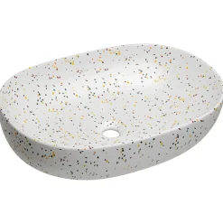 Lavabo bagno da appoggio 60x42cm ceramica bianco Pollok