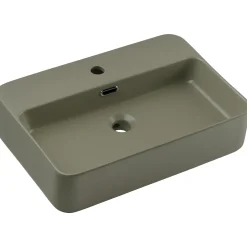 Lavabo bagno da appoggio 55x38cm ceramica verde Spigol
