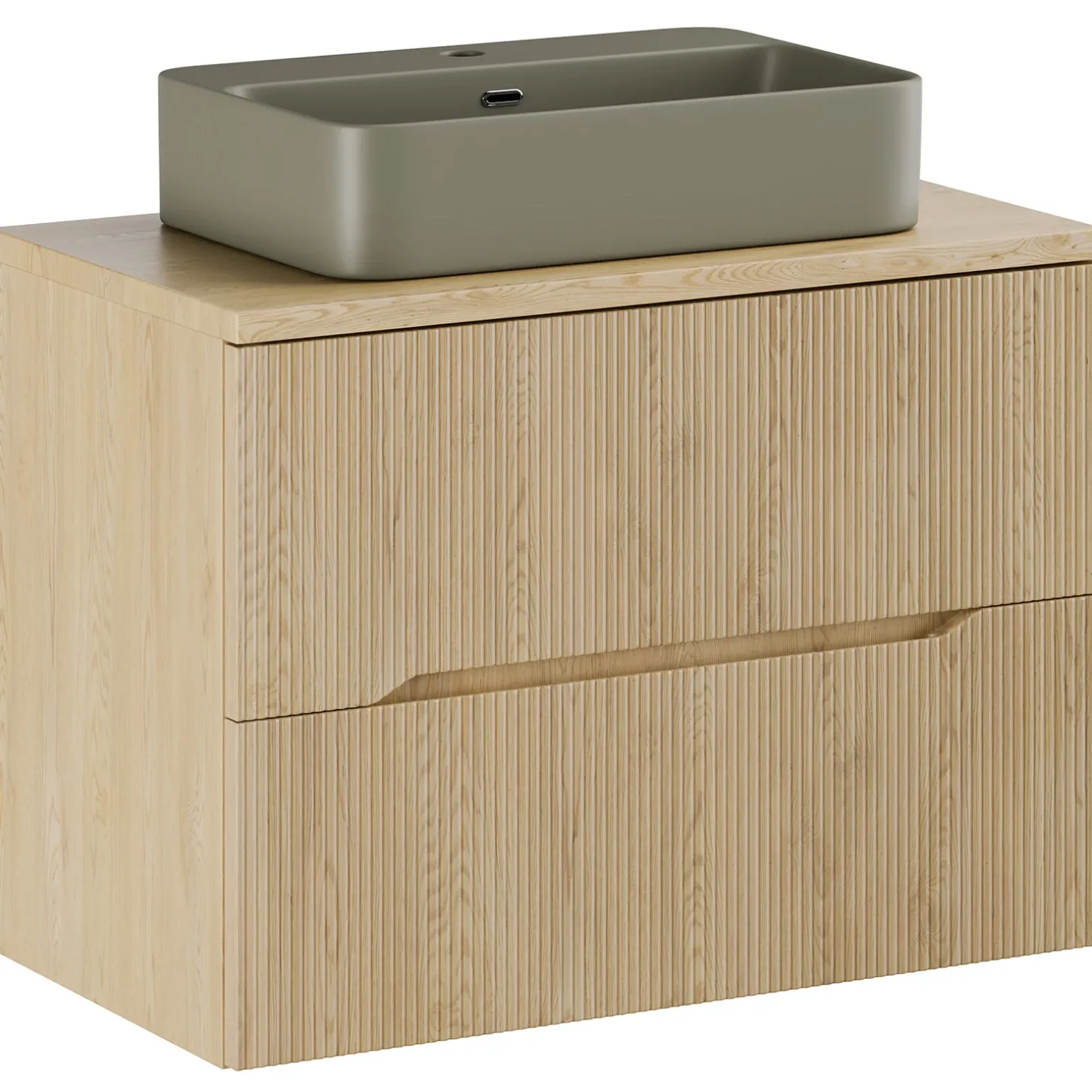 Lavabo bagno da appoggio 55x38cm ceramica verde Spigol