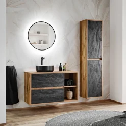 Lavabo bagno da appoggio 36x36cm ceramica nero Bolly