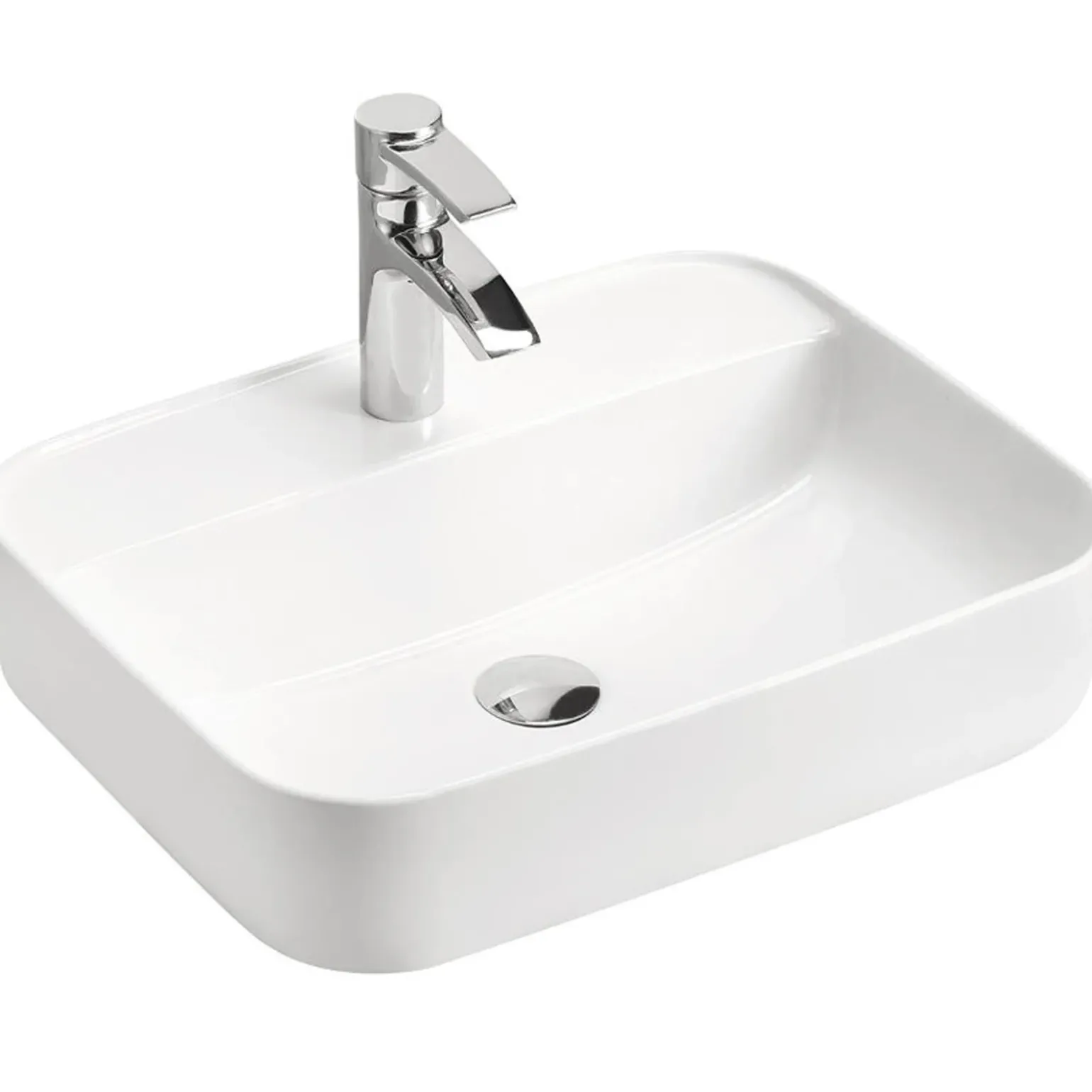 Lavabo bagno da appoggio 50x40cm ceramica bianco Delty