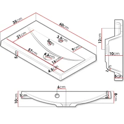 Lavabo bagno da incasso 60x35cm conglomerato bianco Bolla