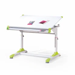 Lavagna per bambini regolabile 100x84cm bianco verde/rosa Michigan