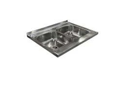Lavello da appoggio 80x60 cm 2 vasche acciaio inox Marlow