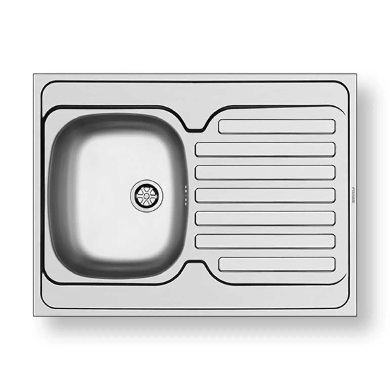Lavello da appoggio 80x60cm cucina reversibile 1 vasca con gocciolatoio acciaio inox Yogy