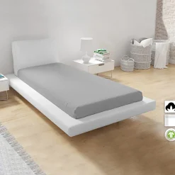 Lenzuolo singolo con angoli in cotone bio 90x200cm grigio Rolla