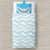 Lenzuolo sopra + federa letto singolo da bambino in cotone squalo Mojave