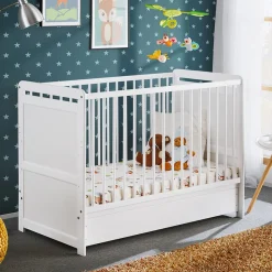 Lettino con materasso bambini neonati culla cassetto 67x124cm bianco Magic