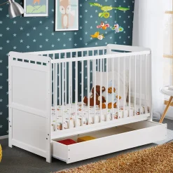 Lettino con materasso bambini neonati culla cassetto 67x124cm bianco Magic