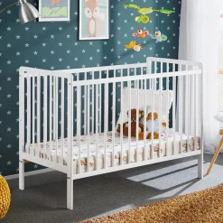 Lettino per bambini con materasso 65x124cm bianco Shine