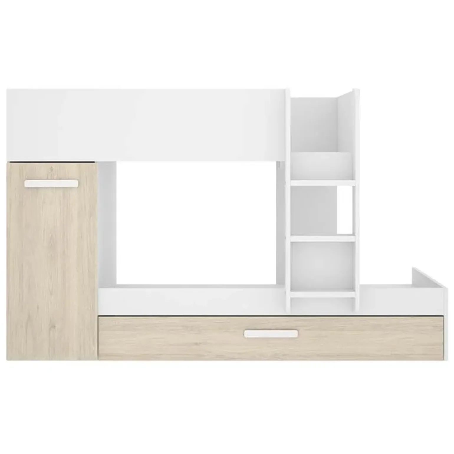 Letto a castello con armadio 244x126cm bianco rovere 3 letti Damian