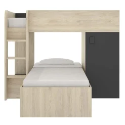 Letto a castello per bambini con armadio 255x112cm rovere grafite Sole