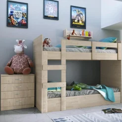 Letto a castello 205x96cm con cassettiera e mensola rovere Lorenzo Gihome®