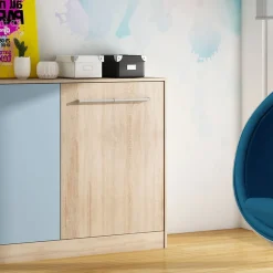 Letto a scomparsa orizzontale 90x200cm singolo rovere blu Alvin Gihome®